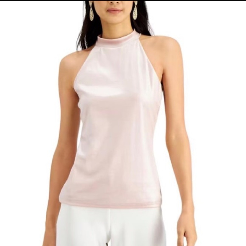 ❤️3X20 INC International Concept Women Silver Velvet Halter Neck Top | M